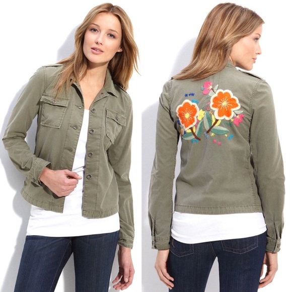 Lucky Brand Jackets & Blazers - Lucky Brand Embroidered utilitarian olive Jacket